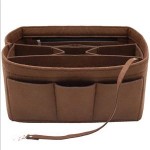 Purse tote XL Insert + 3 pocket rich + zipper compartment +key strap brown 40 GM